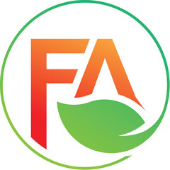 FA letter with Leaf Logo design