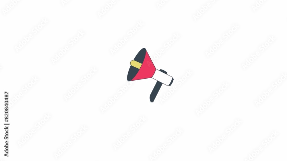 Poster loud sounds from megaphone line 2d object animation. information announcement flat color cartoon 4k 