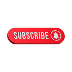 Subscribe icon 3d red color