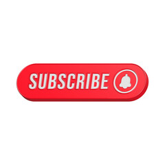 Subscribe icon 3d red color