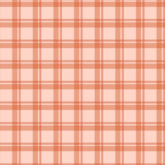 Gingham pattern seamless Plaid repeat in peach.Design for print, tartan, gift wrap, textiles, checkered background for tablecloth
