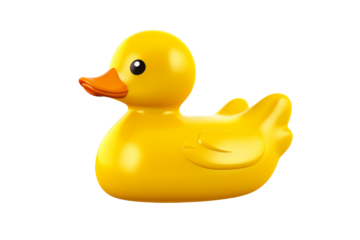 Sunbeam Yellow Ducky Dancing on Cotton Clouds on a White or Clear Surface PNG Transparent Background.