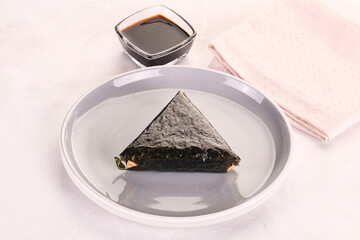 Japanese traditional onigiri with fish