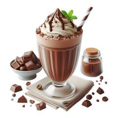 Chocolate milk shake isolated on transparent background Sublimation Clipart