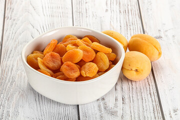 Dried apricot heap in the bowl