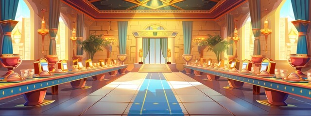 Obraz premium The banquet hall in the medieval castle.