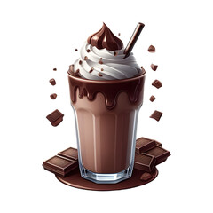 Chocolate milk shake isolated on transparent background Sublimation Clipart