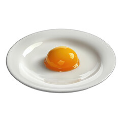 Raw Egg yolk on white plate isolated on white background