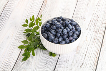 Ripe sweet blueberry in the bowl