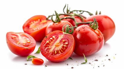 Fototapeta premium Fresh Tomatoes Isolated on White Background. Generative ai