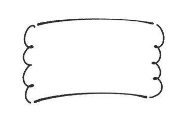 手描きの黒い横長のフレーム - シンプルでおしゃれな飾り罫のデザインパーツ素材
