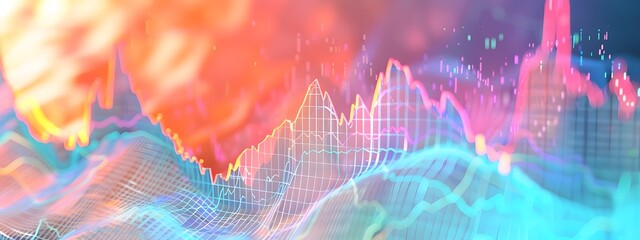 Obraz premium Dreamlike Market Graph An Ethereal Double Exposure Journey into Financial Data Visualization