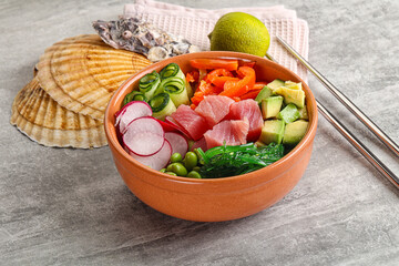 Hawaiian cuisine - poke with tuna and rice