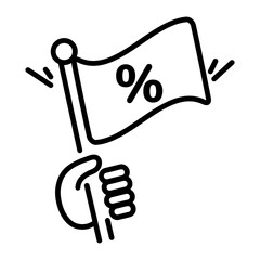 Handy linear icon of a discount flag 