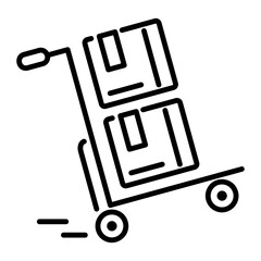 Trendy line style icon of warehouse cart 