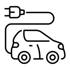 Trendy line style icon of electric car 