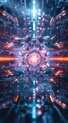 Obraz premium Intricate Structural Diagram of a Complex Biomolecule A Harmonious Symphony of Energy and Form in a