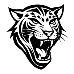 Animal logo vector art illustration with roaring Leopard icon