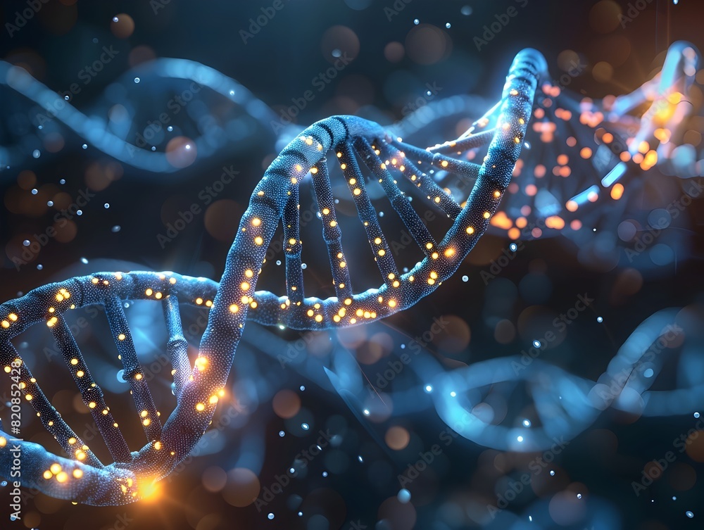 Poster exploring the intricate double helix a precise d rendered study of a dna molecule in a classic