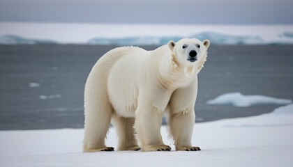 A Polar Bear With Its Fur Ruffled By The Wind Sta