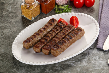 Grilled beef kebab minced meat