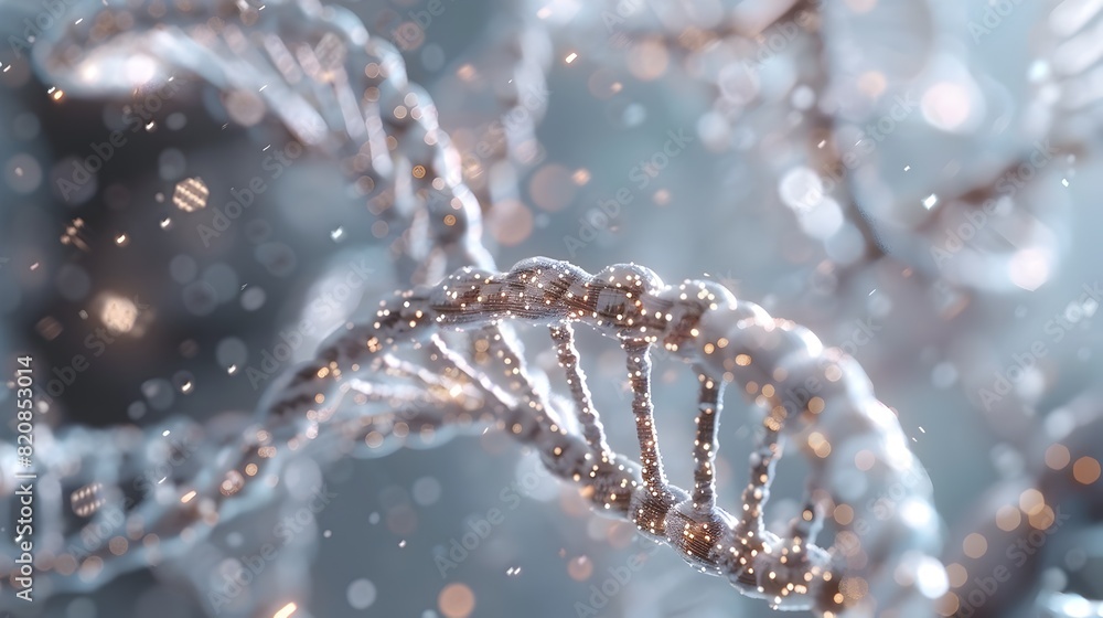 Poster microcosmic journey exploring the intricate dna structure in a d rendered diagram