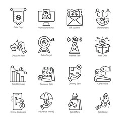 Pack of Discount and Promotional Strategies Line Icons  

