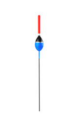 ong blue drop-shaped float with a red fishing antenna with fishing rod,  fishing accessories