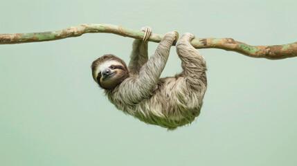 Fototapeta premium Sloth Hanging From Tree Branch