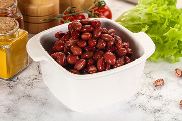 Canned red beans in the bowl