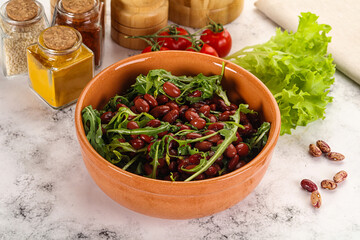 Red canned beans with arugula