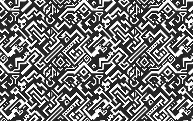 Fototapeta premium Black and White Tribal Geometric Pattern