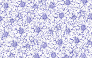 Purple Floral Pattern with Detailed Flower Design