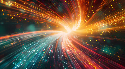 Obraz premium Abstract background with colorful rays and bokeh lights