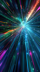 Obraz premium Abstract background with colorful rays and bokeh lights