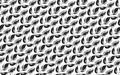 Black and White Leaf Pattern with Abstract Design