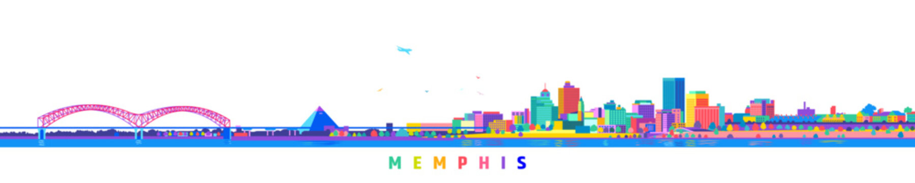 Memphis Tennessee colorful abstract design vector illustration