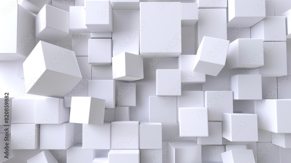 Poster design with perspective effect of white cubes in modern format