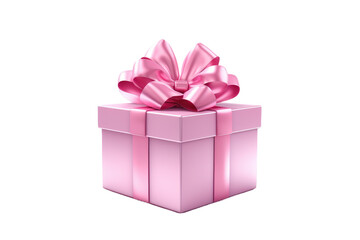 Fototapeta premium Rosy Surprise: A Pink Gift Box With a Bow on Transparent PNG Background...