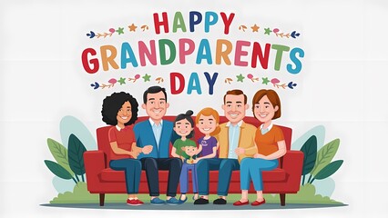 Heartwarming Grandparents' Day Illustration with Family Hug