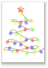 Happy new year celebration holiday design string lights christmas tree
