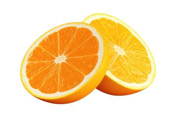Citrus Symphony: Two Vibrant Orange Slices on Transparent PNG Background...