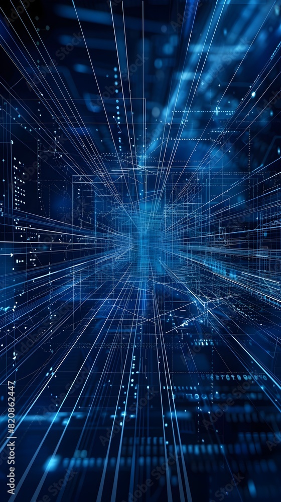 Poster intricate nanotechnology blueprint illustrating advanced data networks