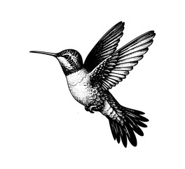 Hummingbirds hand drawn vintage vector