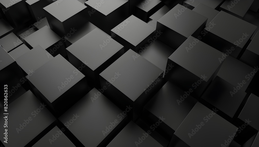 Aufkleber black background with simple geometric shapes for minimalistic design, 3d rendering illustration