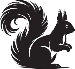 Squirrel Silhouette Vector Illustration White Background