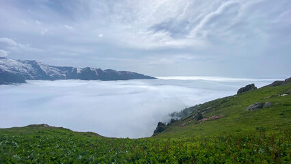 artvin plateau house above the clouds blue clear sky