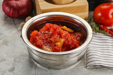 Homemade Lecho with tomato and paprika