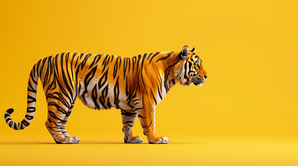 Photo of Tiger in Front of Yellow Background