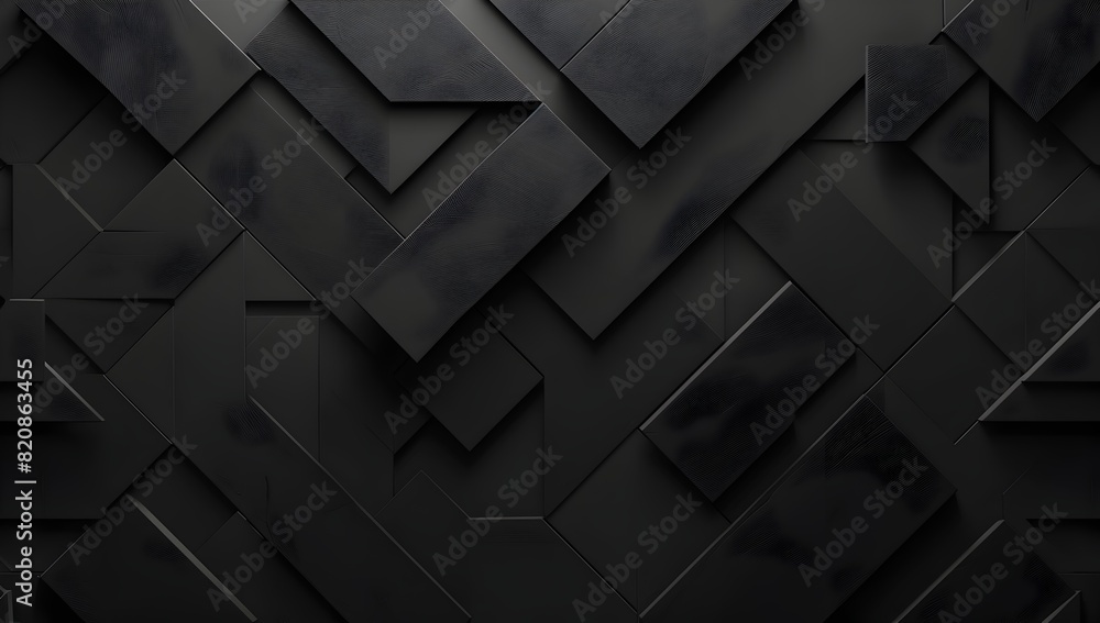 Poster black background with simple geometric shapes for minimalistic design, 3d rendering illustration